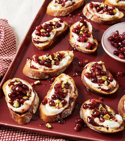 POM Ricotta Crostini with POM Wonderful Pomegranate Molasses