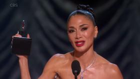 Nicole Scherzinger wins for Best Leading Actress in a Musical for her Broadway debut role in Sunset Blvd at the 78th annual Tony Awards