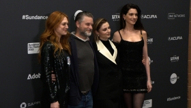 Anne Hathaway, Thomasin McKenzie, Shea Whigham, and Marin Ireland at Premiere of Psychological Thriller Eileen at Sundance Film Festival