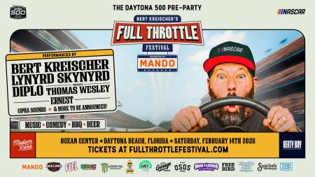 The 68th Daytona 500 kicks off the 2026 NASCAR Cup Series this Sunday — and race weekend gets an electrifying start with Bert Kreischer's first-ever Full Throttle Festival pre-party on Saturday