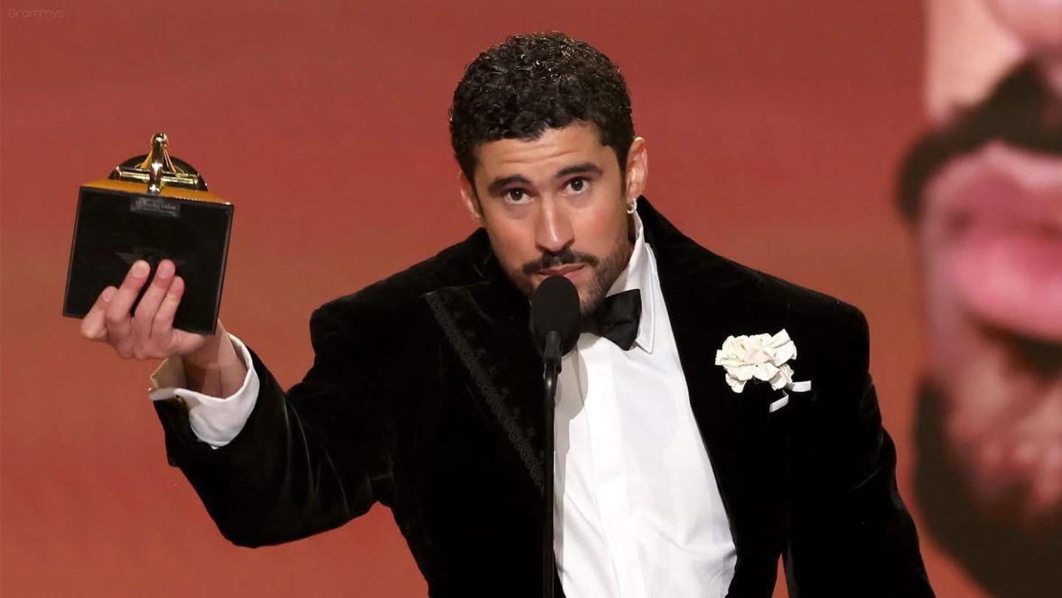 Bad Bunny makes history with Debí Tirar Más Fotos, becoming the first all-Spanish album to win Album of the Year