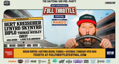 The 68th Daytona 500 kicks off the 2026 NASCAR Cup Series this Sunday — and race weekend gets an electrifying start with Bert Kreischer's first-ever Full Throttle Festival pre-party on Saturday