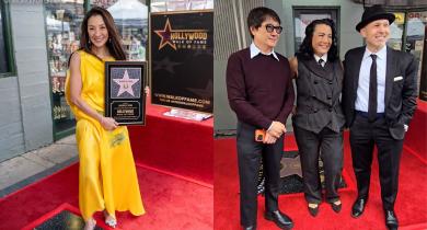 Michelle Yeoh gets star on Hollywood Walk of Fame, while The Goonies stars Jeff Cohen and Ke Huy Quan reunite at the ceremony 